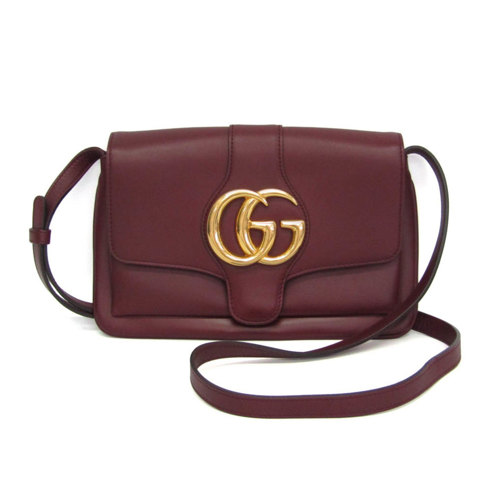 GUCCI Red Leather GG Marmont Shoulder Bag